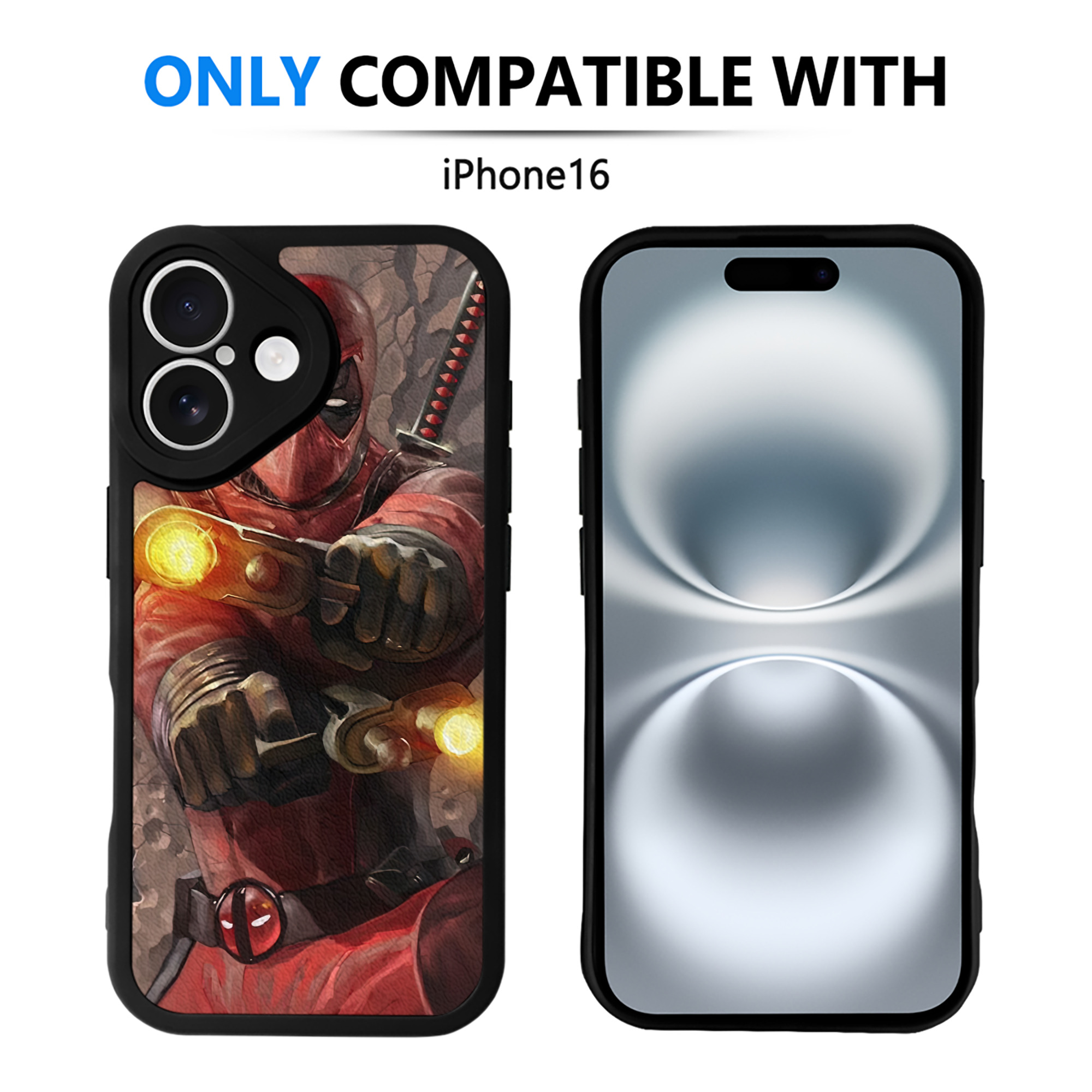 （画像用） Deadpool デッドプール 【iPhone 16シリーズ対応】シリコンスマホケース（レザー調） 材質：シリコン